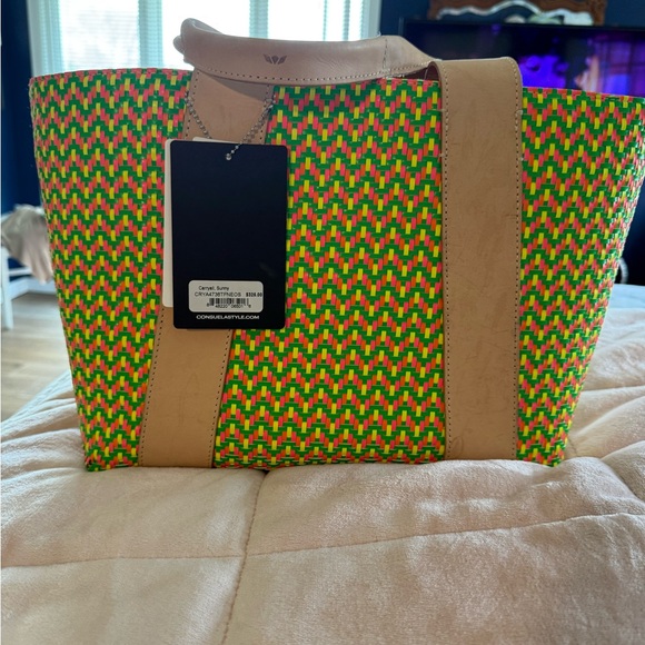 Consuela Multicolor Woven Tote with Tan Straps - Picture 2 of 7